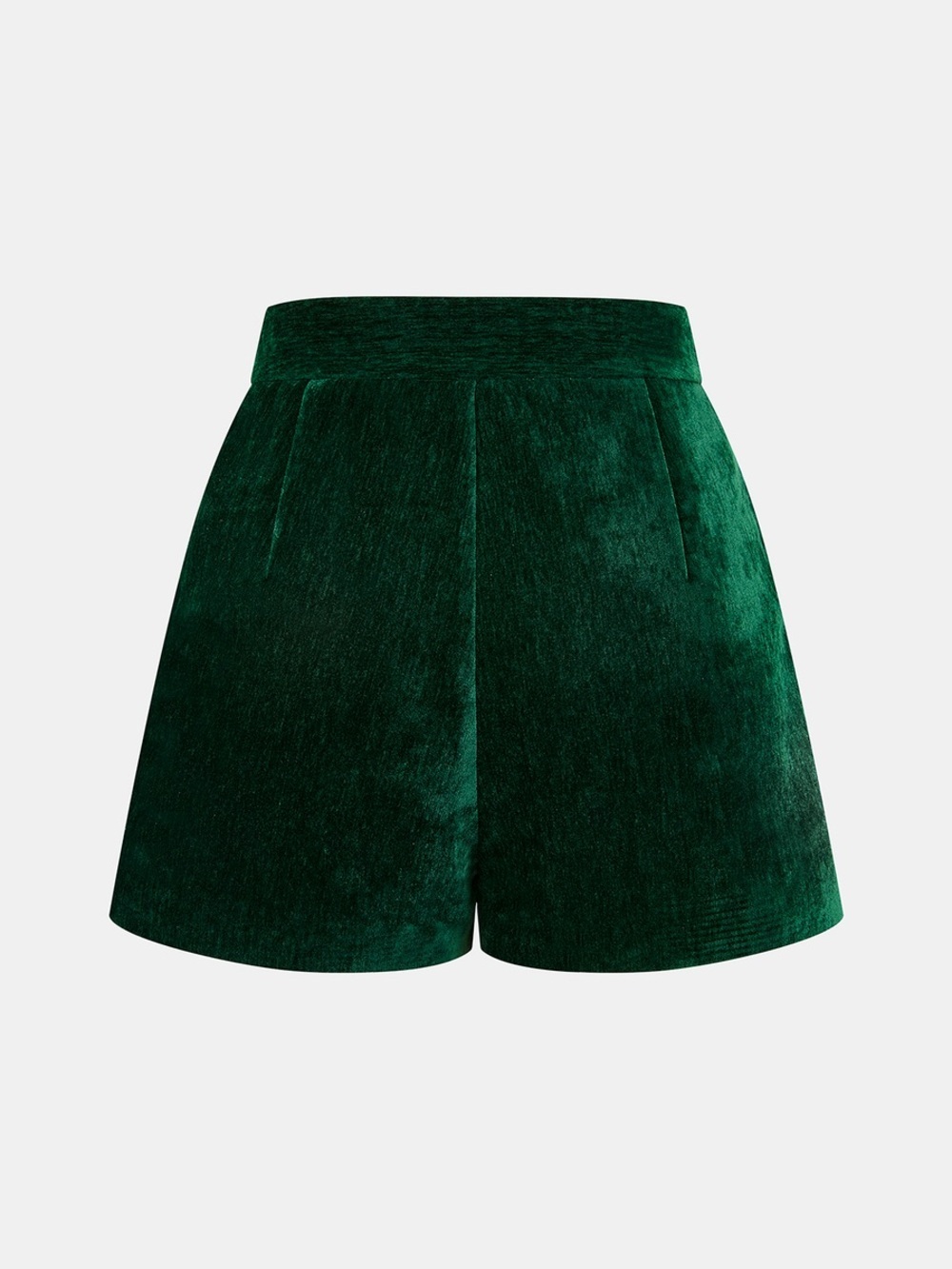 Commense Velvet Metal-Button Mid-Waist Shorts - Picture 2 of 4